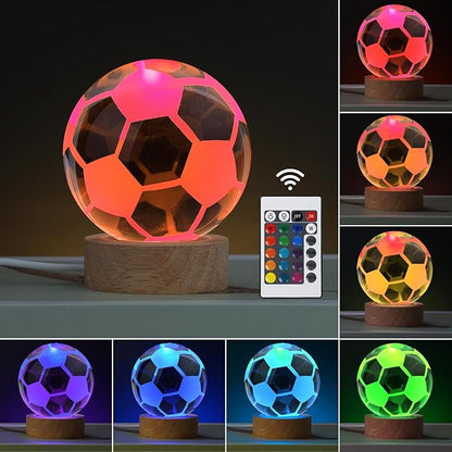 Large 3D Soccer Ball Night Light, Soccer Lamp 16 Color Changing with Remote Control for Bedroom Decor, Cool Desk Decor Gift for Teens Boys, Football - LeafyLoom