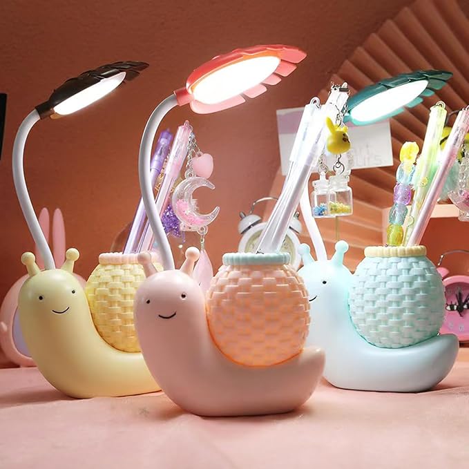 Cute Desk Lamp,Childrens Led Night Light, Portable Foldable Rechargeable Animal Table Lamp for Kids Students Desk with Lights (Pink) - LeafyLoom