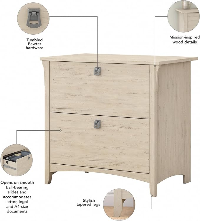 Bush Furniture Salinas Lateral File Cabinet, Farmhouse 2 Drawer File Cabinet for Home Office - LeafyLoom