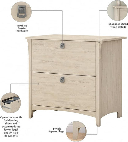 Bush Furniture Salinas Lateral File Cabinet, Farmhouse 2 Drawer File Cabinet for Home Office - LeafyLoom