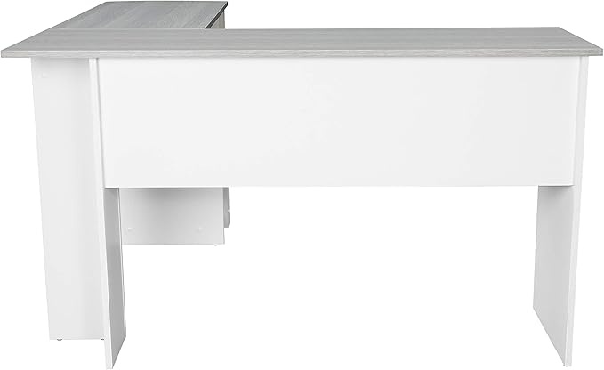 Techni Mobili L Shaped Desk - Modern Computer Desk with Corner Bookshelf & Side Storage Shelves for Home Office Accessories - Elegant, Space-Saving, & Minimalist Executive Table - LeafyLoom