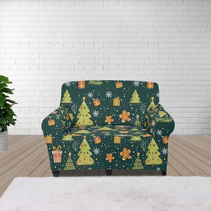 FKELYI Christmas Tree Sofa Couch Cover Comfortable Furniture Protector with Elastic Bottom Stretch Sofa Slipcover for Living Room S FKELYI