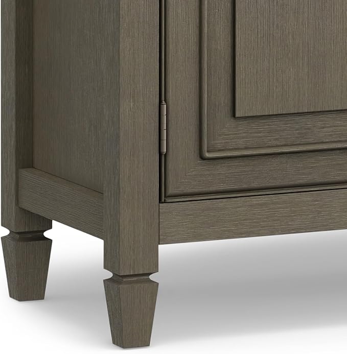 SIMPLIHOME Connaught SOLID WOOD 40 inch Wide Traditional Entryway Storage Cabinet in Farmhouse Grey for the Living Room, Entryway and Family Room - LeafyLoom