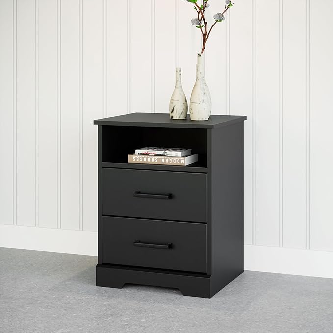 Prepac 2 Drawer Nightstand, 16.25in x 18.75in x 24.5in, Rustic Black - LeafyLoom