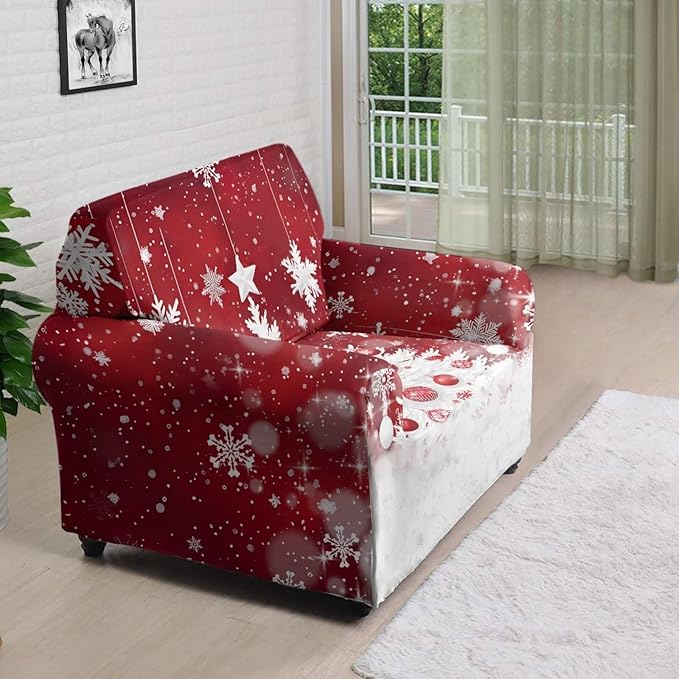 FKELYI Christmas Tree Sofa Furniture Protector Easy Going Stretch Sofa Slipcover Non-Slip Sofa Couch Cover Washable Sofa Slipcovers S FKELYI