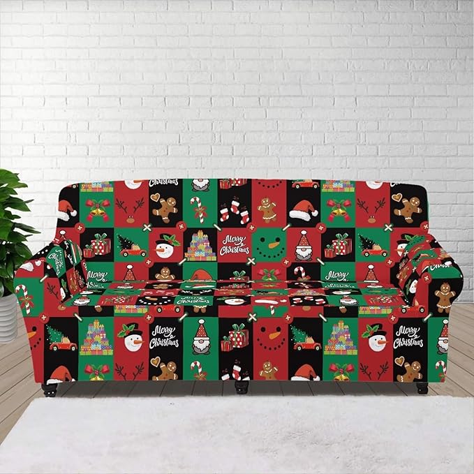 FKELYI Cute Christmas Furniture Protector Easy Going Stretch Sofa Slipcover Non-Slip Sofa Couch Cover Washable Sofa Slipcovers XL FKELYI