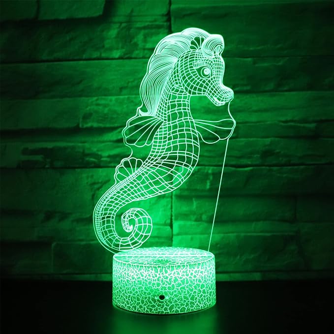 Gift Ideas Bedside Lamp 16 Colors Desk Table Night Light for Sea Horse Kids Boy Girl Party Supplies Birthday Valentine's Day Kids Lover (Seahorse Shape) - LeafyLoom