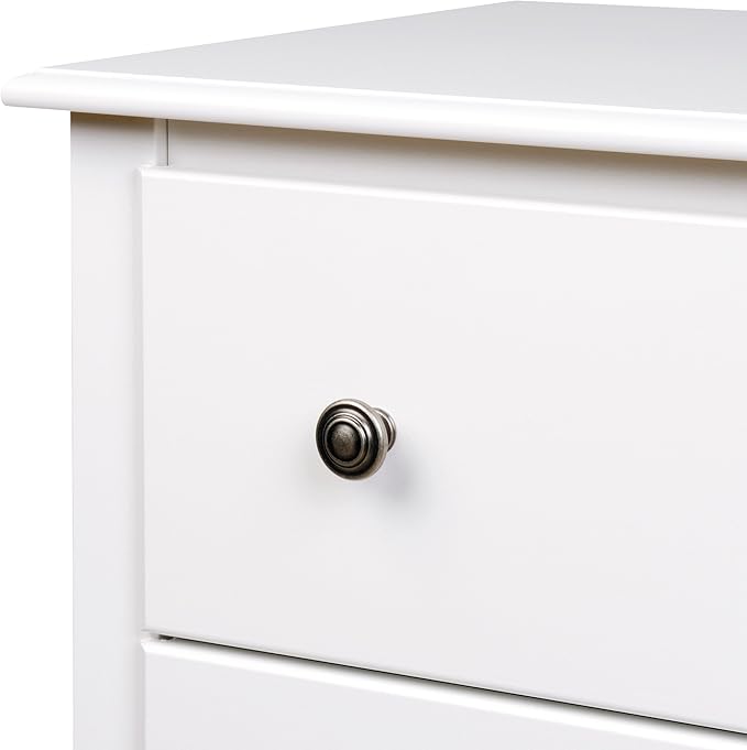 Prepac's Monterey 2 Drawer Nightstand: Elegant Bedroom Furniture, Bedside Table with Open Shelf, 23.25"W x 16"D x 28"H, White - WDC-2428 - LeafyLoom