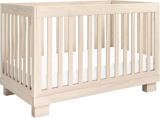 babyletto Modo 3-in-1 Convertible Crib with Toddler Bed Conversion Kit in Washed Natural, Greenguard Gold Certified - LeafyLoom