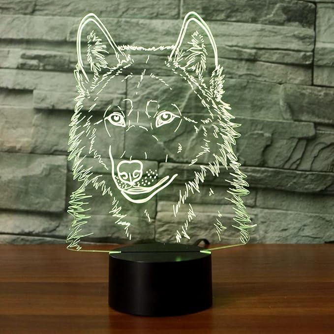 3D Illusion Lamps Animal Langtou Shape LED Desk Table Night Light 7 Color Touch Lamp Kiddie Kids Children Family Home Office Childrenroom Theme Decoration (Langtou) - LeafyLoom