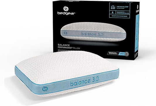 Bedgear Balance Performance Pillow - Size 3.0 - Moisture Wicking Bed Pillows for All Sleep Positions - Medium-Firm - Washable Cover - Back, Stomach, and Side Sleeper Pillow - 20" W x 26" L x 6.5" H - LeafyLoom