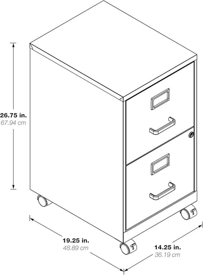 OSP Home Furnishings 2 Drawer Mobile Locking Metal File Cabinet, White - LeafyLoom