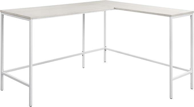 OSP Home Furnishings Contempo L-Shaped Desk, White - LeafyLoom