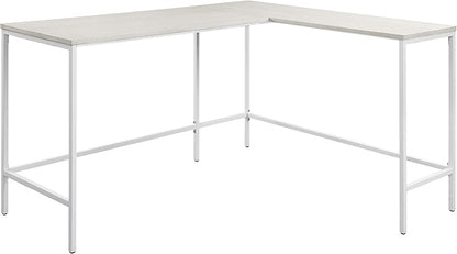 OSP Home Furnishings Contempo L-Shaped Desk, White - LeafyLoom