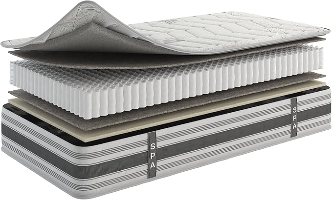 Ottomanson 12" Twin Mattress in a Box Made in USA, Firm Mattress, Hybrid Mattress Cool Improved Airflow with Edge to Edge Pocket Coil, Bed in A Box, Ottopedic - LeafyLoom