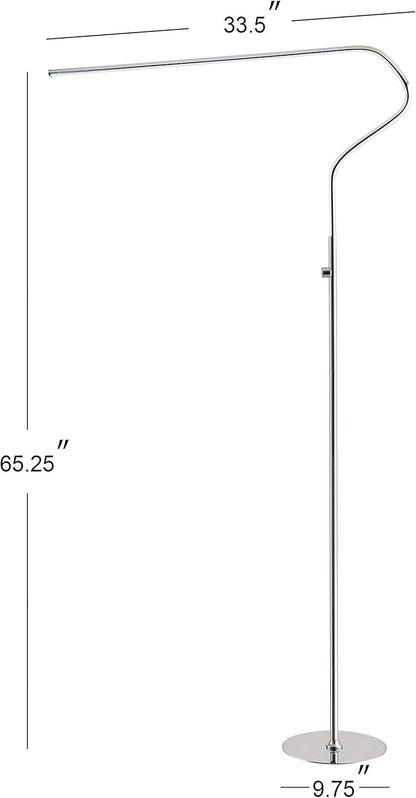 JONATHAN Y JYL7020A Julian 65.25" Integrated LED Metal Floor Lamp Minimalistic,Modern,Contemporary for Bedrooms, Living Room, Office, Reading, Chrome - LeafyLoom