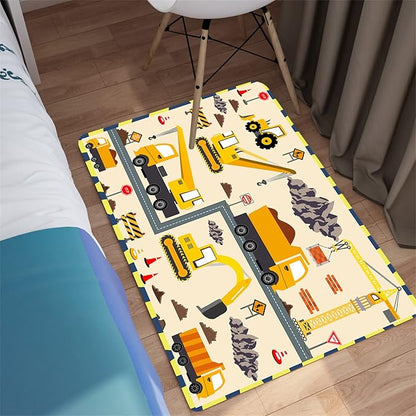 Construction Play Mat Car Rug Play Mat Construction Rugs for Boys Room Car Rug for Boys Room Construction Decor for Boys Room Playroom Rug for Livingroom 2'×3' - LeafyLoom