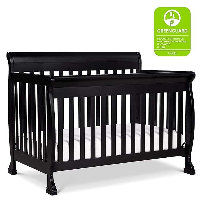 DaVinci Kalani 4-in-1 Convertible Crib in Ebony, Greenguard Gold Certified - LeafyLoom