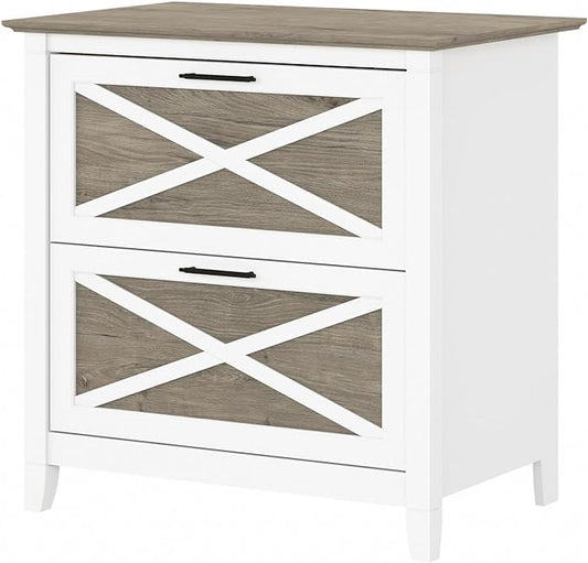 Bush Furniture Key West Lateral File Cabinet, Modern Farmhouse 2 Drawer File Cabinet for Home Office - LeafyLoom