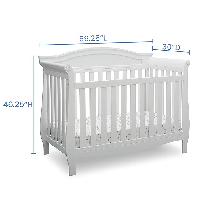 Delta Children Lancaster 4-in-1 Convertible Baby Crib, Bianca White - LeafyLoom