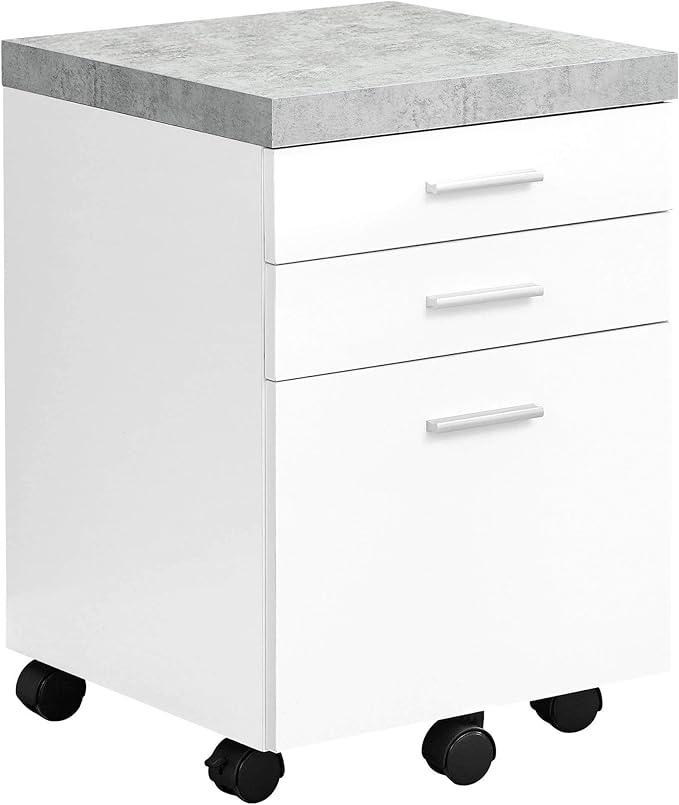 Monarch Specialties I 7051 File Cabinet, Rolling Mobile, Storage Drawers, Printer Stand, Office, Work, Laminate, Grey, White, Contemporary, Modern - LeafyLoom