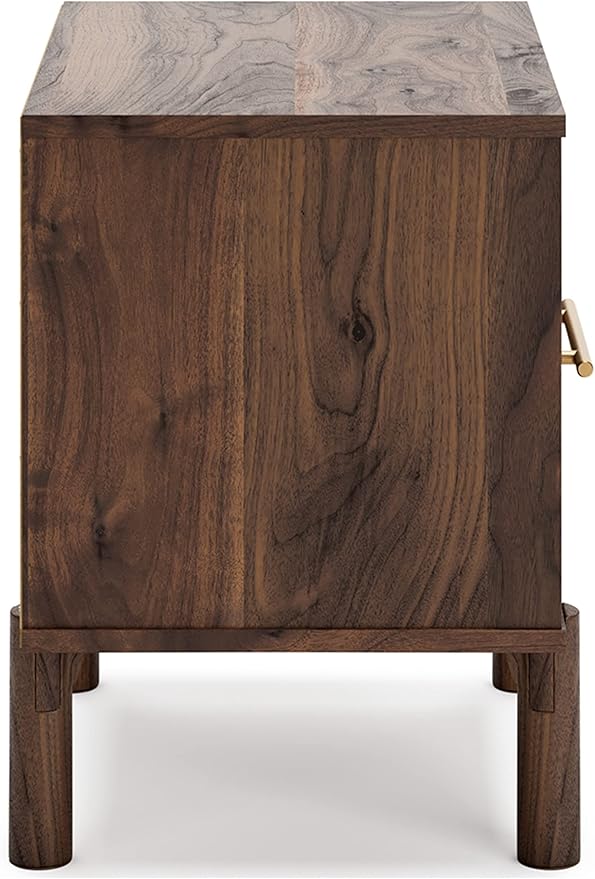 Signature Design by Ashley Calverson Modern 1 Drawer Nightstand with Open Cubby, Dark Brown - LeafyLoom