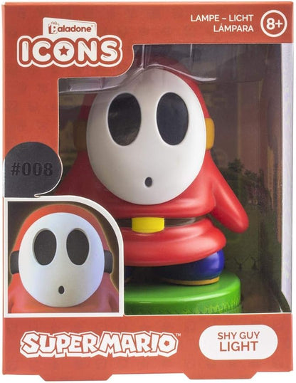 Paladone Super Mario Shy Guy 3D Icon BDP | Officially Licensed Nintendo Collectable | Unique Gift Idea | Bright Night Light or Desk Lamp | Battery Powered by 2 x AAA, White - LeafyLoom