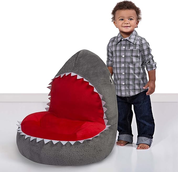 Trend Lab Shark Toddler Chair Plush Character Kids Chair Comfy Furniture Pillow Chair for Boys and Girls, 21 x 19 x 19 inches - LeafyLoom