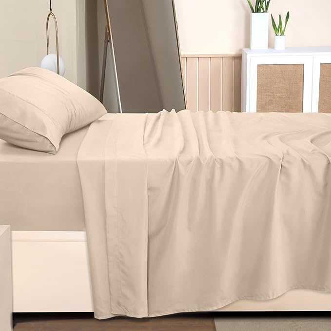 Utopia Bedding Twin XL Sheets - 3 Piece Bedding - Brushed Microfiber - Shrinkage and Fade Resistant - Easy Care (Twin XL Twin Extra Long Beige) - LeafyLoom