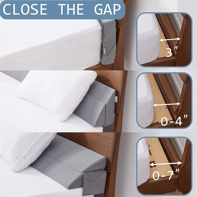 Limthe King Bed Wedge Pillow,Bed Gap Filler,Headboard Pillow,Mattress Gap Filler(0-7"),Foam Wedge Pillow Fill Gap Between Headboard/Wall and Mattress Grey 76"x10"x6" - LeafyLoom