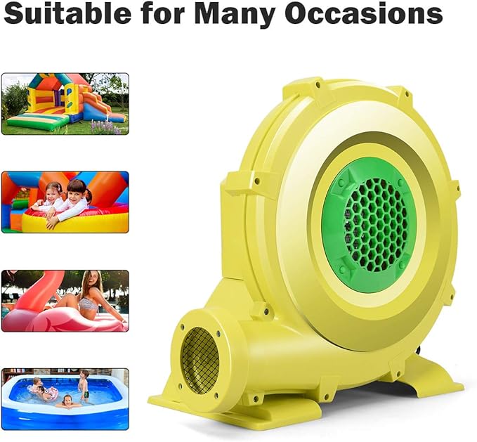 COSTWAY Bounce House Blower for Inflatable Bounce House Bouncy Castle,Yellow/Green - LeafyLoom