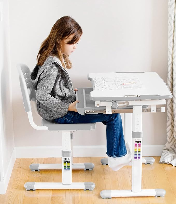 VIVO Gray Height Adjustable Kids Desk Chair, Chair Only, Designed for Interactive Workstation, Universal Children's Ergonomic Seat, DESK-V201G-CH - LeafyLoom