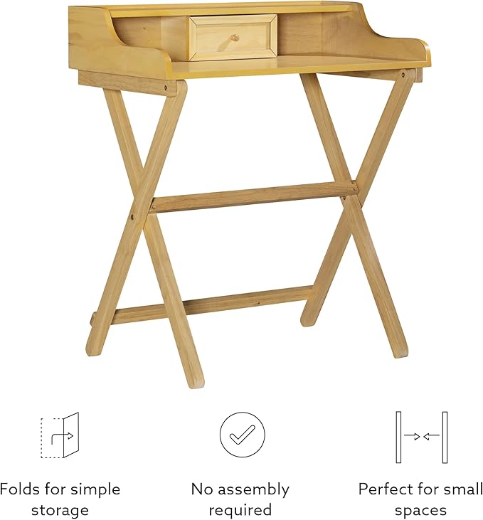 Linon Mable Folding Desk, Natural - LeafyLoom