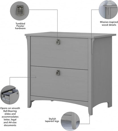 Bush Furniture Salinas 2 Drawer Lateral File Cabinet in Cape Cod Gray - LeafyLoom