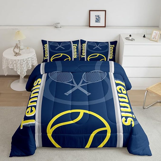 Feelyou Kids Tennis Comforter Set Twin Size Tennis Sports Bedding Set for Boys Girls Teens Bedroom Decor Tennis Gaming Comforter Women Men Tennis Lovers Duvet Set with 1 Pillow Case - LeafyLoom