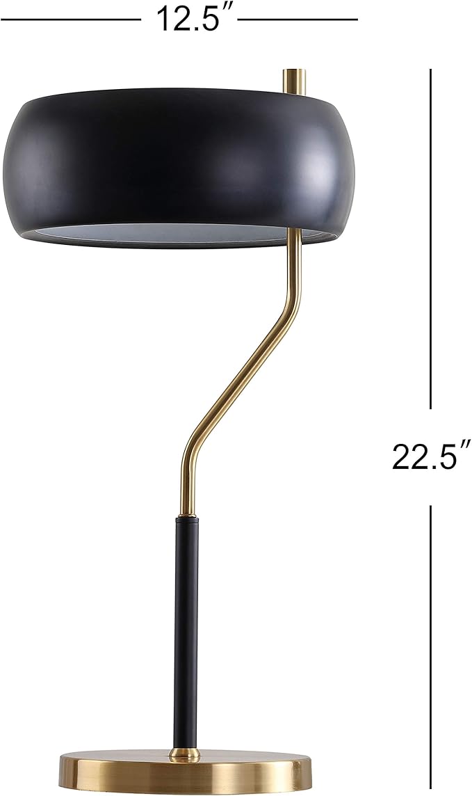 JONATHAN Y JYL6008A Oskar 22.5" Moody Metal LED Desk Lamp Contemporary Glam Minimalist Bedside Desk Nightstand Lamp for Bedroom Living Room Office College Bookcase LED Bulb Included, Black/Brass Gold - LeafyLoom