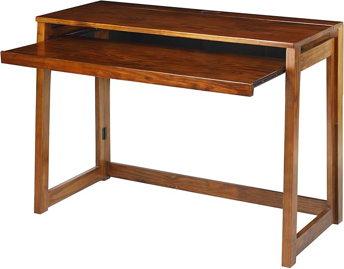 Casual Home Pull-Out & USB Port Folding Desk, Warm Brown (New) - LeafyLoom