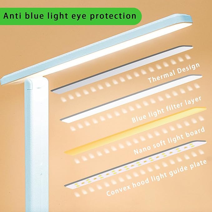 Desk lamp,LED Lamp,Touch Control,3 Color Modes,Eye-Protecting Table Lamp,Led Lights for Bedroom,Home,Office,Black (Medium Size, Blue) - LeafyLoom