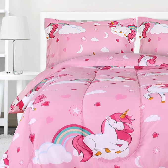 Utopia Bedding All Season Unicorn Comforter Set with 2 Pillow Cases, 3 Piece Soft Brushed Microfiber Kids Bedding Set for Boys/Girls, Machine Washable (Twin) - LeafyLoom