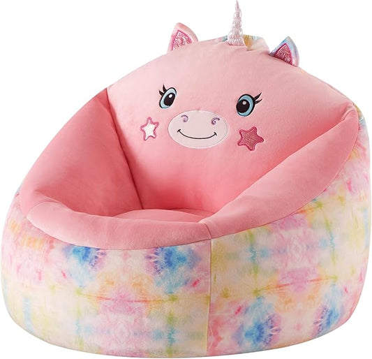 Heritage Kids Micromink Squishy Bean Bag Chair for Kids Ages 3+, Figural Unicorn - LeafyLoom