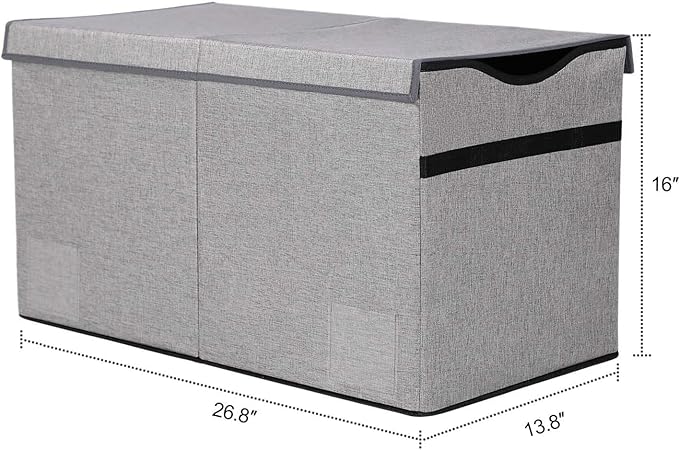 Toy Box Chest, Collapsible Sturdy Storage Bins with Lids, Extra Large Kids Toy Storage Organizer Boxes Bins Baskets for Kids, Boys, Girls, Nursery Room, Playroom, Closet (Fine Linen Gray) - LeafyLoom