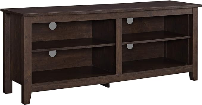 Walker Edison Wren Classic 4 Cubby TV Stand for TVs up to 65 Inches, 58 Inch, Brown - LeafyLoom