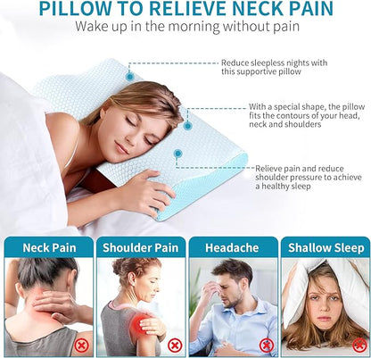 Memory Foam Pillows Neck Pillow Bed Pillow for Sleeping Ergonomic Cervical Pillow Orthopedic Contour Pillow for Side Back Stomach Sleeper - LeafyLoom