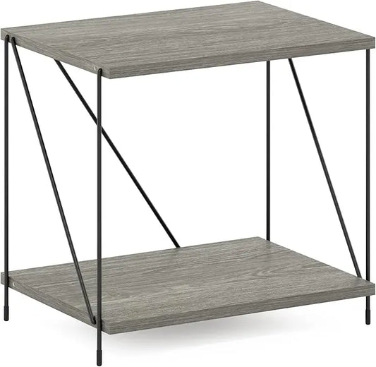 Furinno Besi Industrial Multipurpose Side Table with Metal Frame, Finn Oak - LeafyLoom