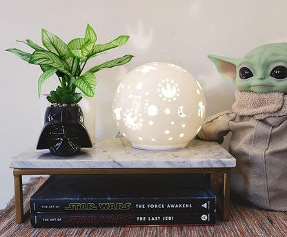 Star Wars: The Mandalorian Grogu Ceramic Mood Light | Nightstand Table Lamp with LED Light for Bedroom, Desk, Living Room | Home Decor Room Essential | Movie Gifts And Collectibles | 6 Inches Tall - LeafyLoom