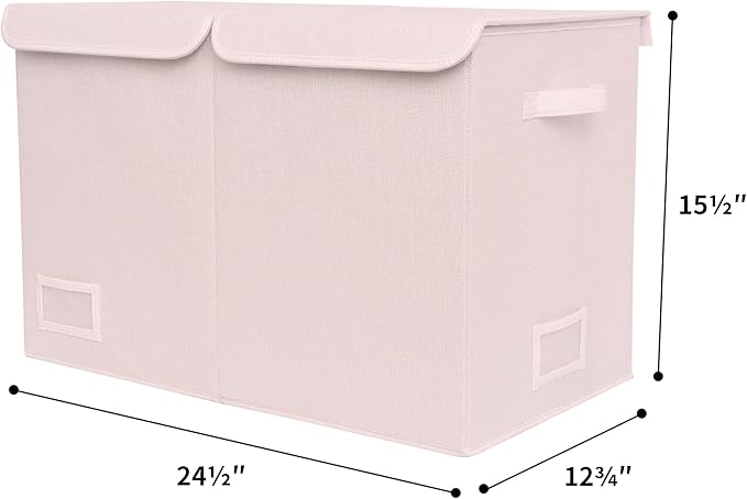 GRANNY SAYS Toy Chest with Lids, Foldable Toy Storage Organizer with Handles, Stuffed Animal Storage for Nursery Room Playroom, Girl's Room, Living Room, Large Toy Box for Girls, Pink - LeafyLoom