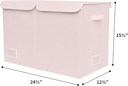 GRANNY SAYS Toy Chest with Lids, Foldable Toy Storage Organizer with Handles, Stuffed Animal Storage for Nursery Room Playroom, Girl's Room, Living Room, Large Toy Box for Girls, Pink - LeafyLoom