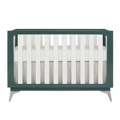 Sweetpea Baby Ultra Modern 4-in-1 Convertible Crib in Green in Olive, Greenguard Gold Certified , 58.5x30x47 Inch (Pack of 1) - LeafyLoom