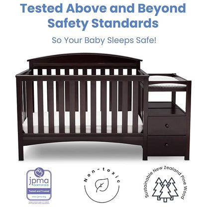 Delta Children Abby Convertible Crib and Changer, Dark Chocolate - LeafyLoom