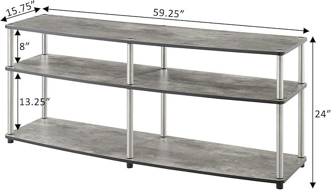 Convenience Concepts Designs2Go 3 Tier 60" TV Stand, Faux Birch - LeafyLoom